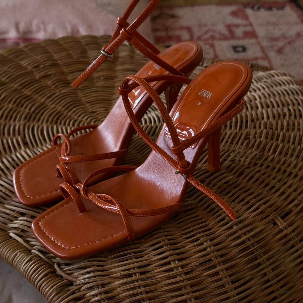 Orange Zara Kitten Heels